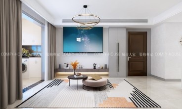 中新國(guó)際城 現(xiàn)代簡(jiǎn)約客廳效果圖