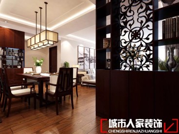 綠城理想之城郁金香岸中式玄關(guān)效果圖