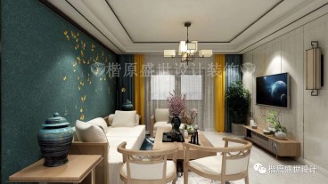金磚城璽園(建設(shè)中)新中式客廳效果圖