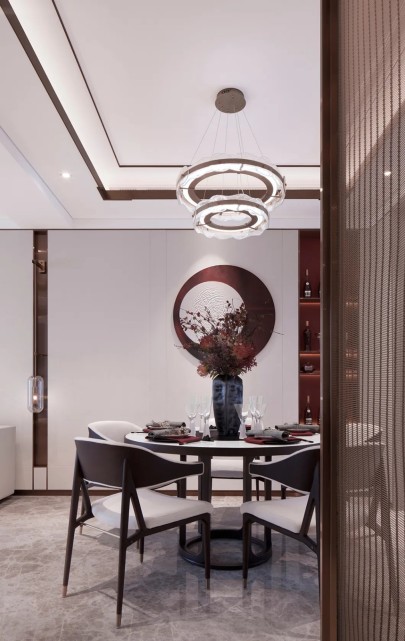 武鳴區(qū)新中式餐廳效果圖