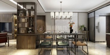 遠(yuǎn)洋大河宸章新中式客廳效果圖