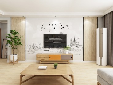 水碾頭村新區(qū)現(xiàn)代簡約客廳效果圖
