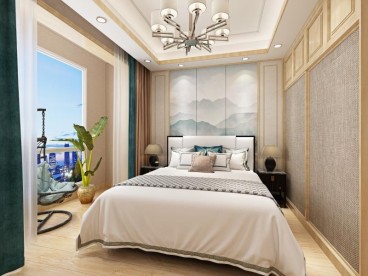 峨秀湖壹號(hào)(建設(shè)中)新中式臥室效果圖