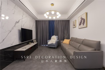 沙湖怡景小區現代簡約客廳效果圖