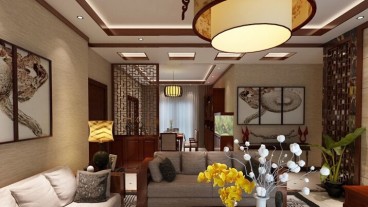 未來(lái)方舟G1組團(tuán)中式客廳效果圖