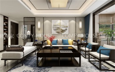 銘暉·新天地(建設(shè)中)新中式客廳效果圖