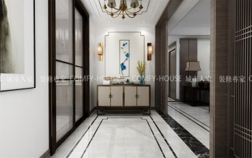 綠地國際城新中式玄關(guān)效果圖