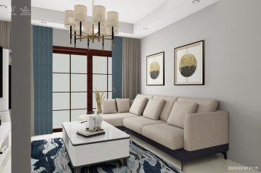 中?！び芭_現(xiàn)代簡約客廳效果圖