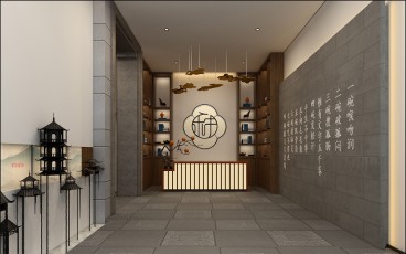 梔子花茶樓中式效果圖