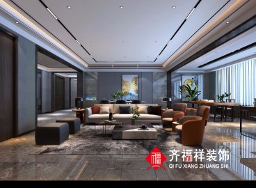 麒麟公館現(xiàn)代輕奢客廳效果圖