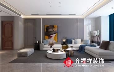 綠城·城園(公交站)現(xiàn)代輕奢客廳效果圖