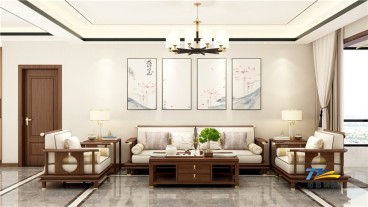 譽德華府(建設(shè)中)新中式客廳效果圖