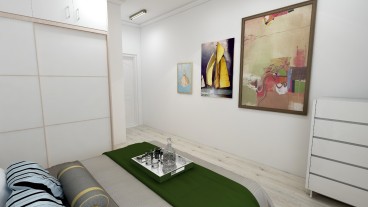 普雅花園1號樓現(xiàn)代簡約臥室效果圖