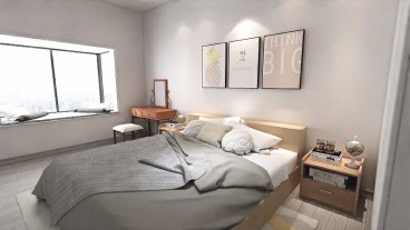 泰河新苑北歐臥室效果圖