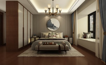 博觀新城(西門)新中式臥室效果圖