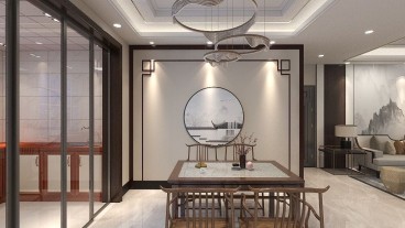 福緣小區(qū)新中式餐廳效果圖