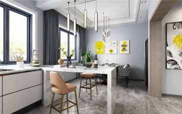 星湖苑高層現(xiàn)代簡約餐廳效果圖