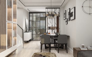 桃花源著(建設(shè)中)現(xiàn)代簡約餐廳效果圖