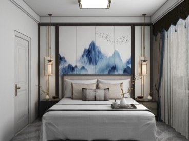 濱州拉菲公館(建設(shè)中)現(xiàn)代簡約臥室效果圖