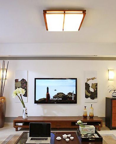 簡約中式客廳電視背景墻效果圖