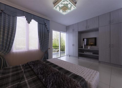 西嶺華庭三居室臥室電視背景墻美圖大全