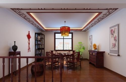 復(fù)式中式古典餐廳吊頂裝修設(shè)計(jì)