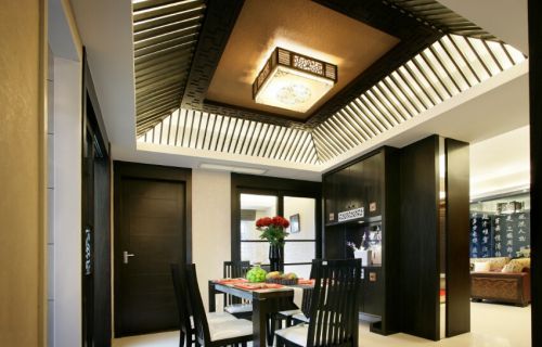 新中式家居餐廳吊頂裝修圖片