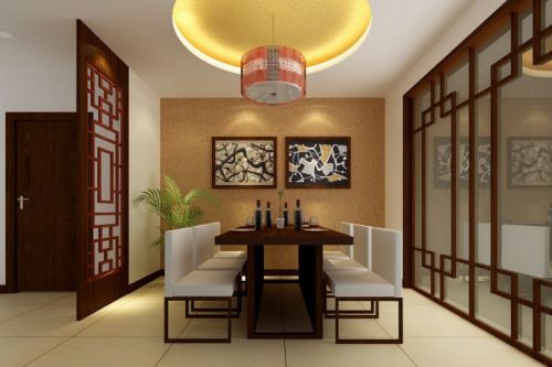 中式餐廳圓形吊頂圖片