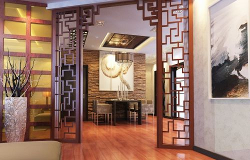 中式風(fēng)格餐廳玄關(guān)隔斷裝修效果圖