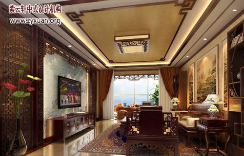中式客廳吊頂裝修效果圖欣賞
