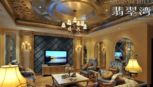 歐式別墅客廳電視墻裝飾