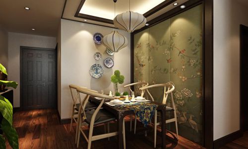 雅致創(chuàng)意溫馨中式餐廳吊頂裝潢案例