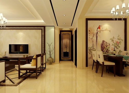 典雅中式風(fēng)格黃色餐廳效果圖設(shè)計(jì)