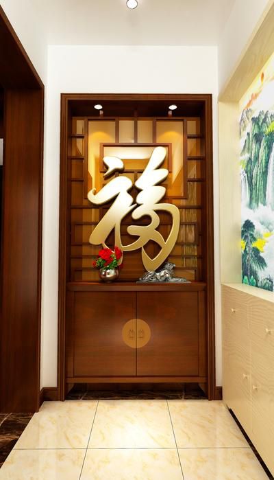 中式風格素雅白色玄關設計裝潢