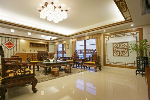 明亮中式風(fēng)格文雅客廳裝修實(shí)景圖