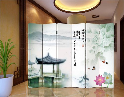 108平中式移動折疊客廳屏風效果圖