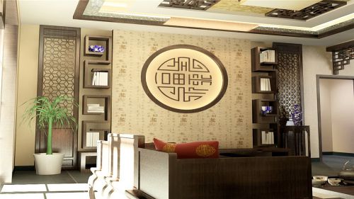 中式風(fēng)格別墅客廳吊頂裝修效果圖大全