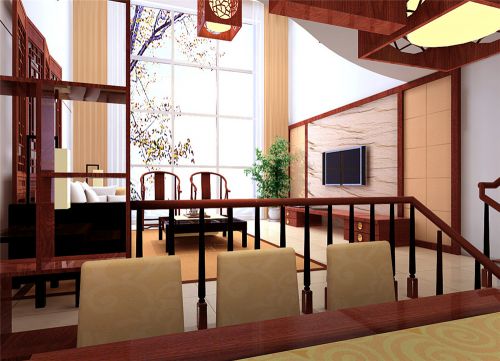 中式古典三居室客廳裝修效果圖