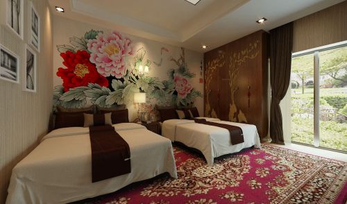 中式風(fēng)格臥室彩繪背景墻效果圖設(shè)計(jì)