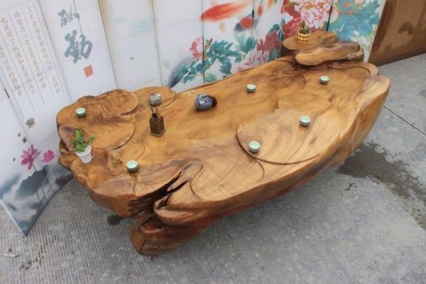 实木根雕茶几