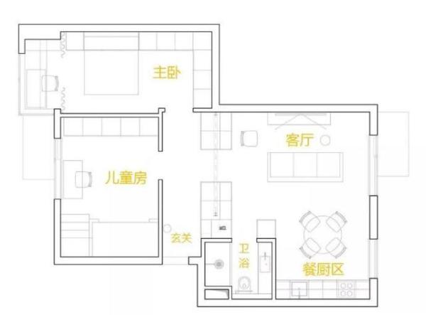 66㎡极简主义两居，小户型变得简约又实用