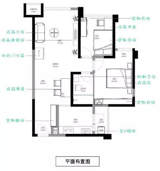 68平简约北欧风二居室，格局划分明确的小户型，超喜欢