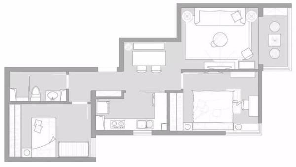 72平的简约风小户型，格局非常独特，但设计效果非常棒