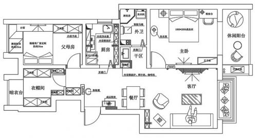 100㎡現(xiàn)代混搭風(fēng)兩居室圖片  特立獨(dú)行