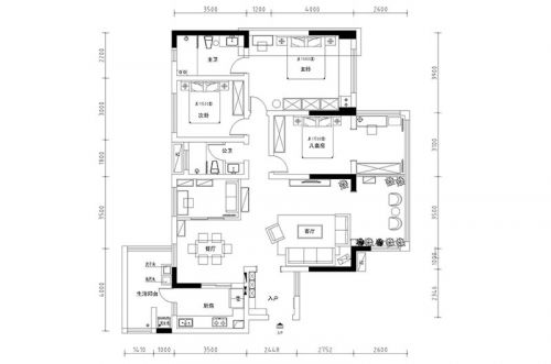 120平北歐風格三房兩廳裝修 悠然彩虹屋