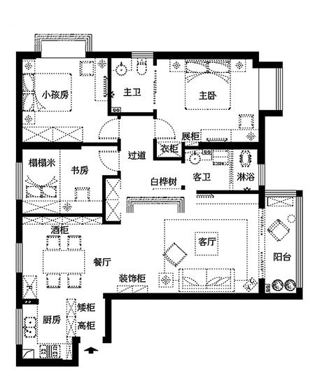 115平現代簡約風格三居室裝修 清爽至美