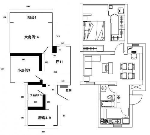 清爽宜人暖色婚房65平老房翻新設(shè)計(jì)