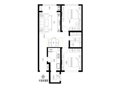 6.5萬裝修融澤嘉園93平米兩居室簡約圖