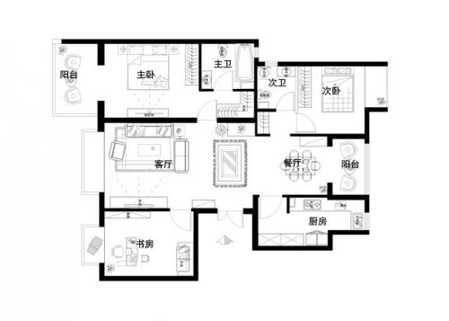 140平城建琨廷現(xiàn)代簡(jiǎn)約三居室，溫馨三口之家