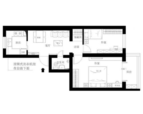 8.5萬裝扮朝陽區(qū)華體物業(yè)小區(qū)60平米溫馨地中海